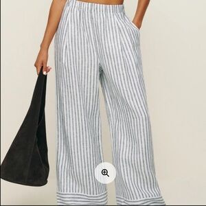 Reformation Fernando Linen Wide Leg Pant Ivory - Size XS